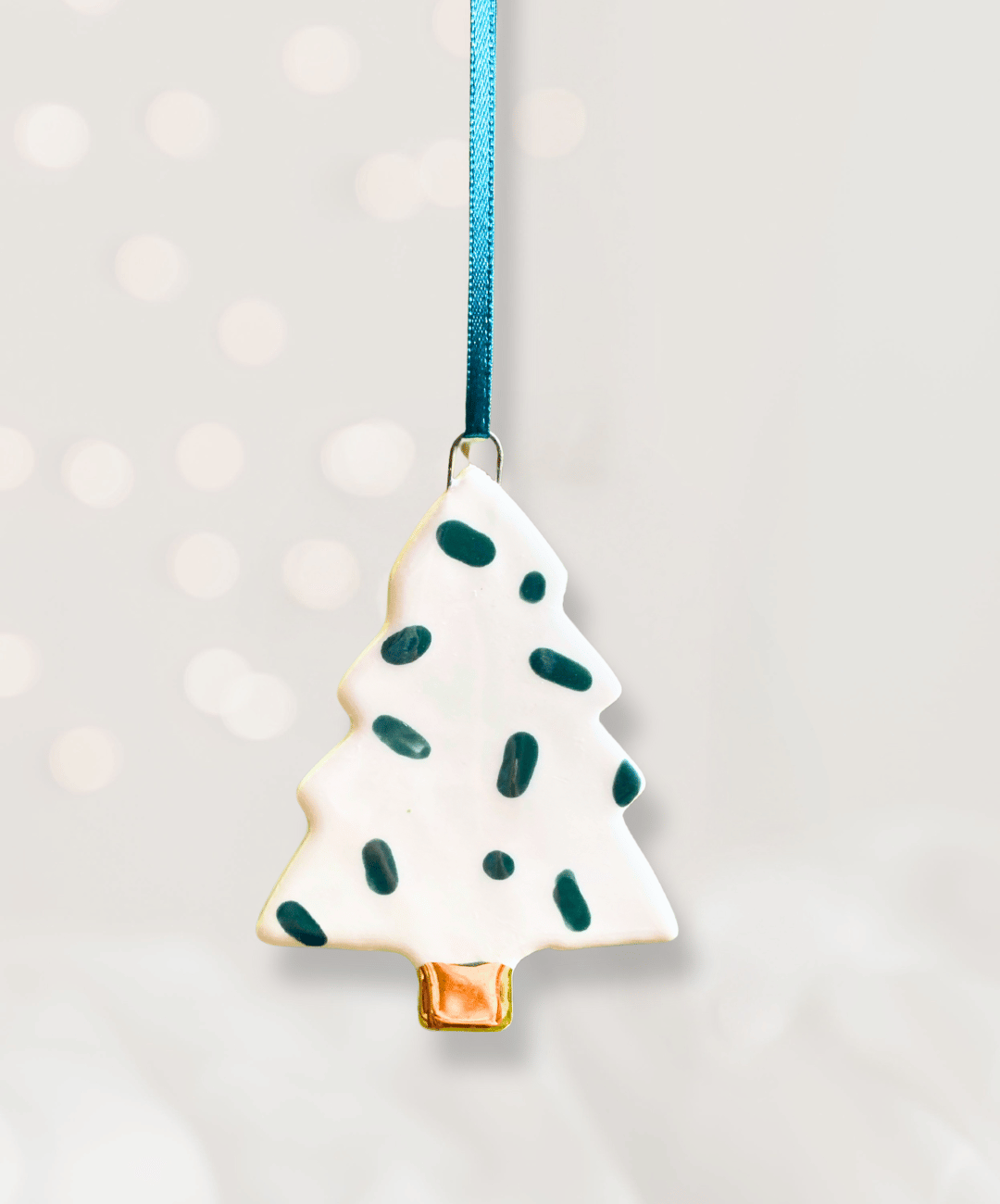 Ceramic Christmas Tree Ornament with Green confetti design