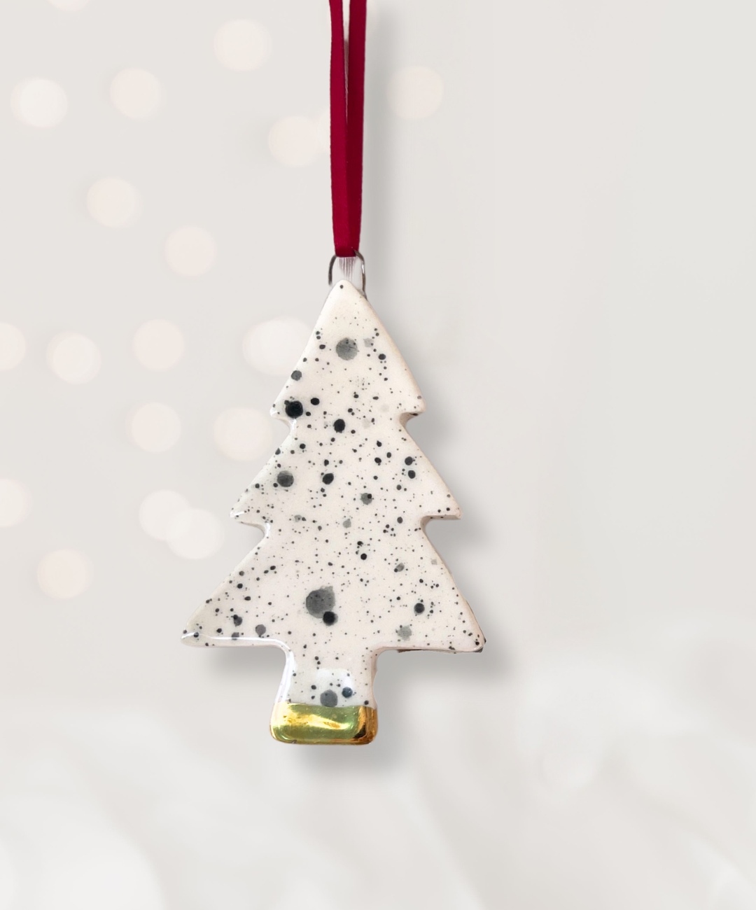Ceramic Christmas Tree Ornament with Spotty Design