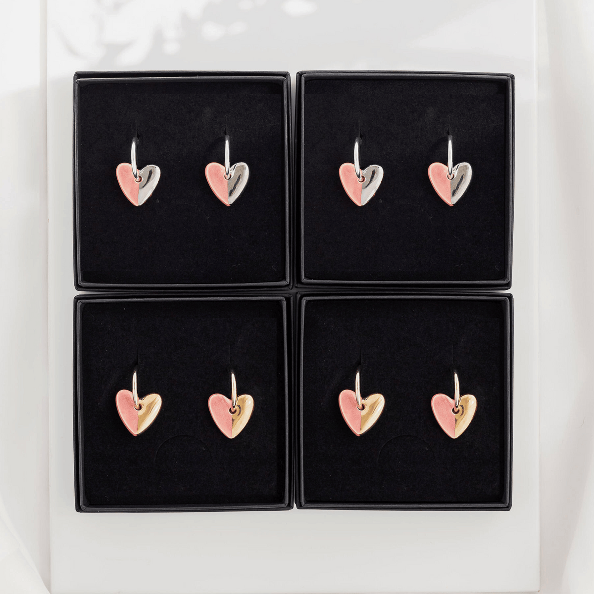 Pink Mini Ceramic Heart Charm with Huggie Hoops