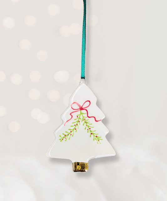 Ceramic Christmas Tree Ornament with Christmas Garland design