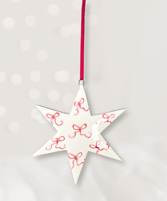 Ceramic Star with hand painted bows