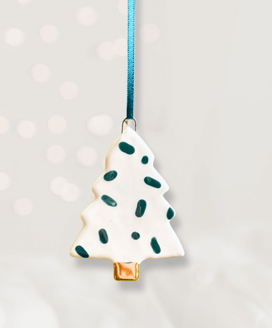 Ceramic Christmas Tree Ornament with Green confetti design