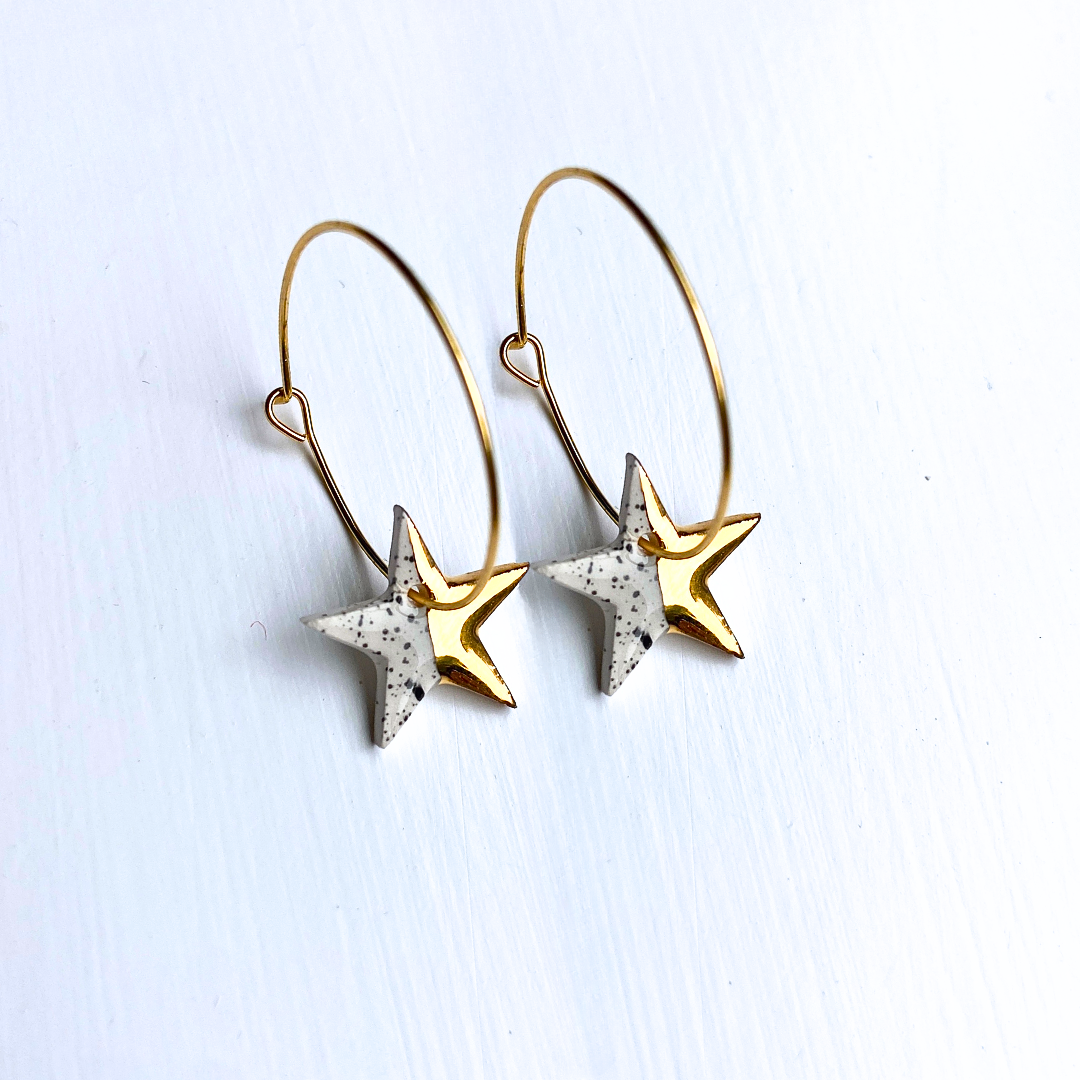 New Hoop Earrings with Spotty Star Charms