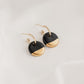Black Mini Ceramic Circle Charm with Huggie Hoops