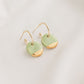 Light Green Mini Ceramic Circle Charm with Huggie Hoops