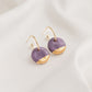 Purple Mini Ceramic Circle Charm with Huggie Hoops