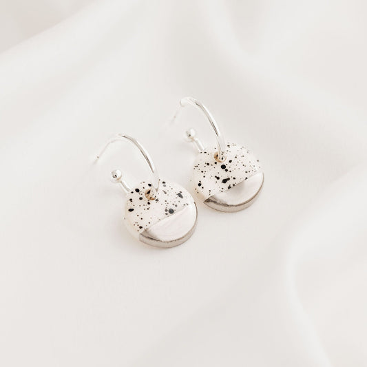 Spotty Circle Ceramic Charm with Huggie Hoops