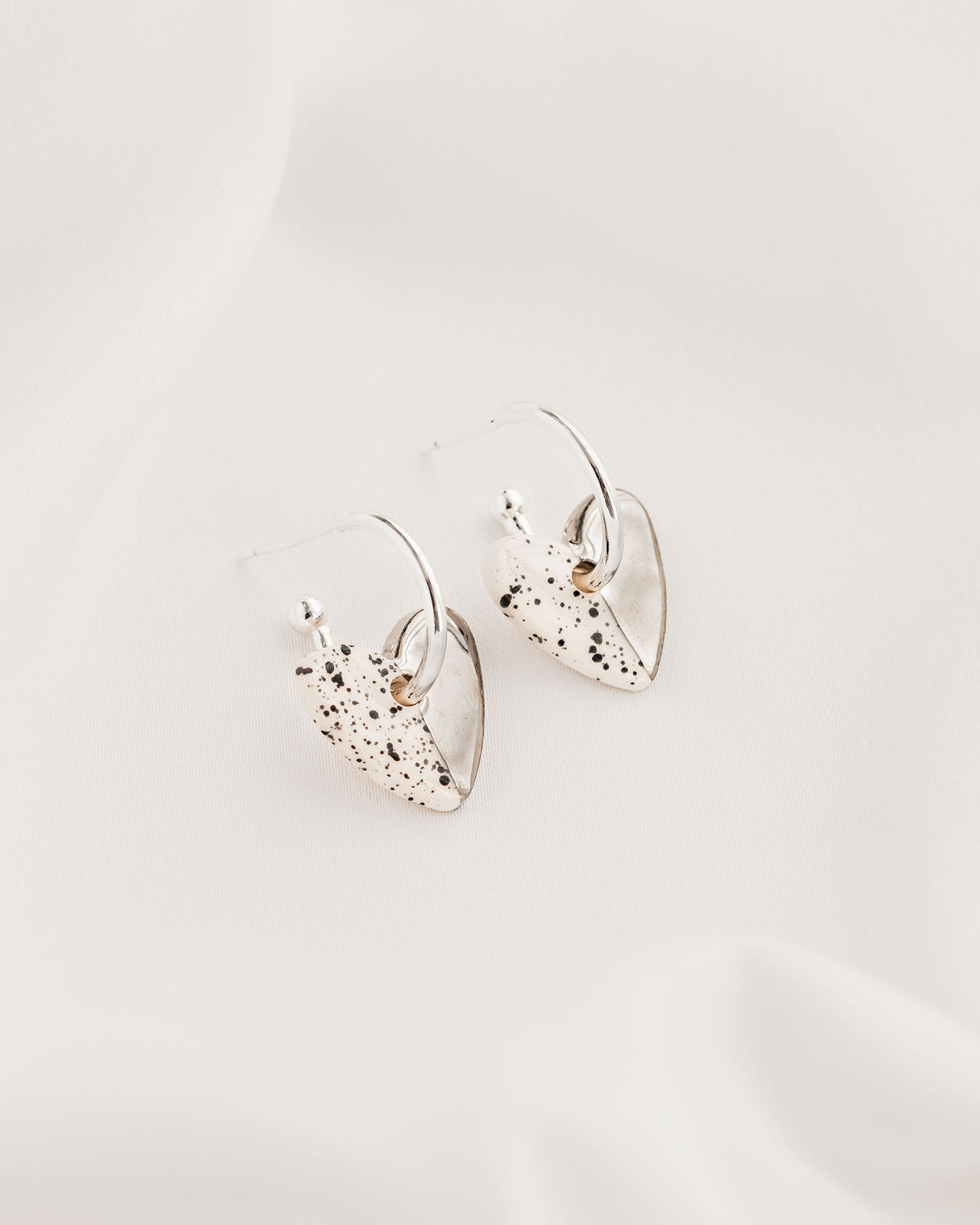 Spotty Heart Ceramic Charm with Huggie Hoops
