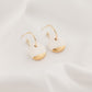White Mini Ceramic Circle Charm with Huggie Hoops