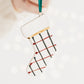 Ceramic Stocking Ornament with Red and Green Pattern