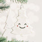 Set of 4 Christmas Tree Ornaments with Smiley Faces