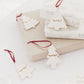 Set of 4 Christmas Tree Ornaments with Gold Eyelashes