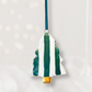 Ceramic Christmas Tree Ornament with hand painted Green stripes