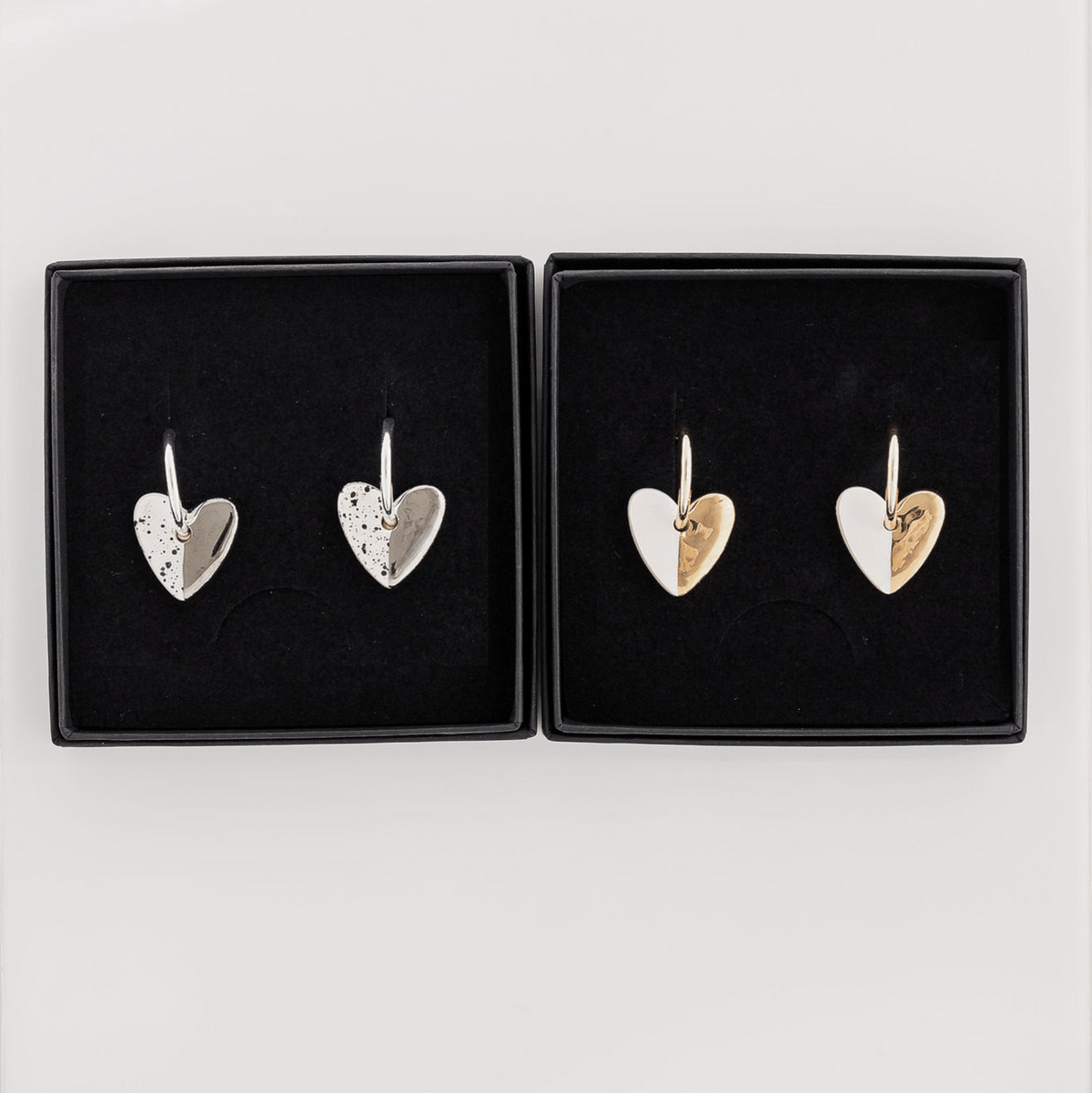 White Mini Ceramic Heart Charm with Huggie Hoops