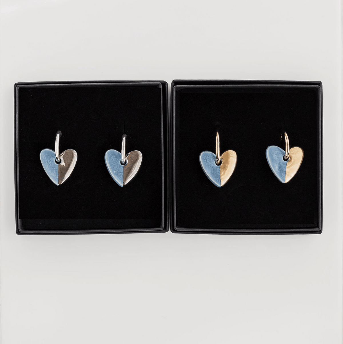 Light Blue Ceramic Heart Charm with Huggie Hoops