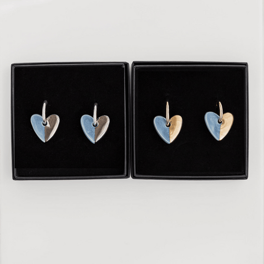 Light Blue Ceramic Heart Charm with Huggie Hoops
