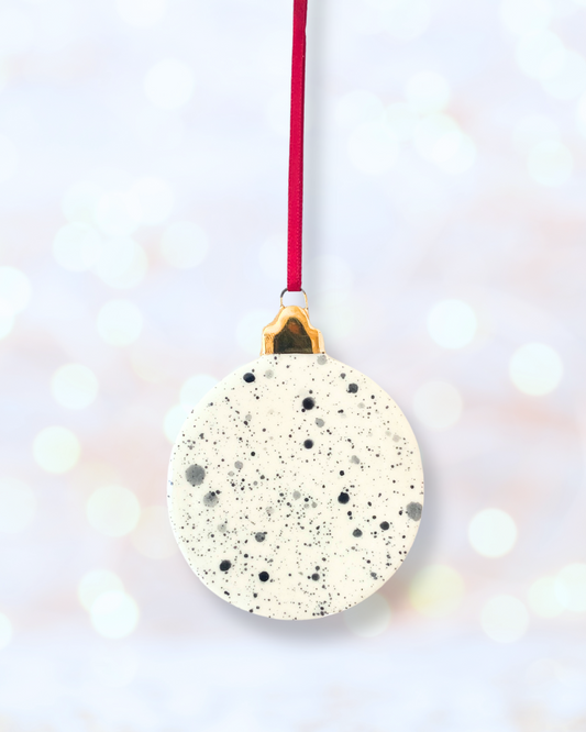 Ceramic Flat Bauble Ornament with Spotty Pattern