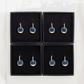 Navy Blue Mini Ceramic Circle Charm with Huggie Hoops