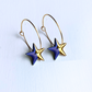 New Hoop Earrings with Dark Blue Star Charms