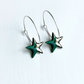 New Hoop Earrings with Dark Green Star Charms