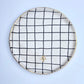 Large Serving Plate with Black Checked Pattern and Gold Flower Motif Stamp
