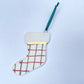 Ceramic Stocking Ornament with Red and Green Pattern