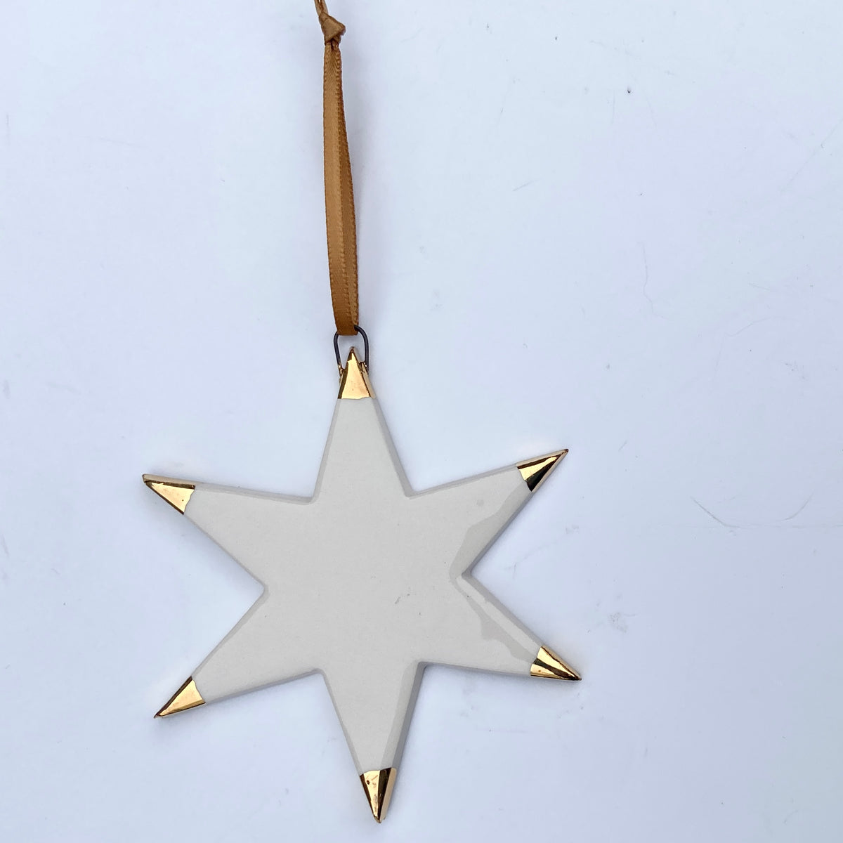 White Star Ceramic Ornament with Gold Tips