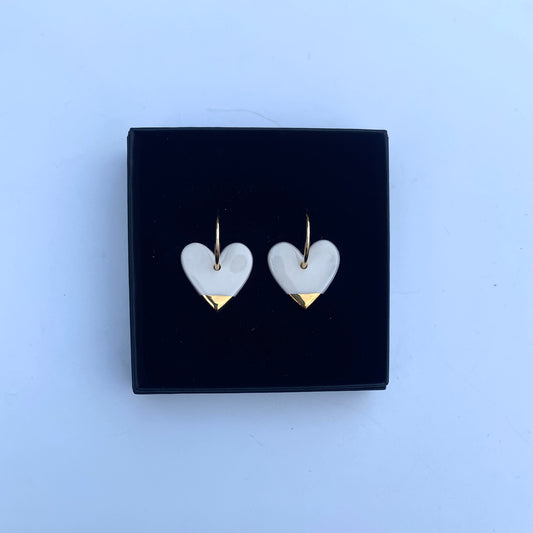 White Heart Ceramic Charm with Hoops