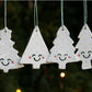 Set of 4 Christmas Tree Ornaments with Smiley Faces