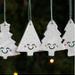 Set of 4 Christmas Tree Ornaments with Smiley Faces