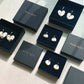 Black and White Spotty Ceramic Heart Charms with Hoops